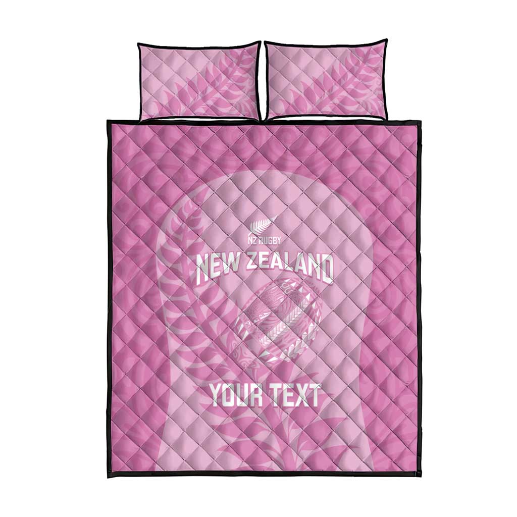Custom New Zealand Silver Fern Rugby 2025 Quilt Bed Set All Black Aotearoa Maori Pink