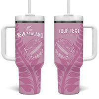 Custom New Zealand Silver Fern Rugby 2025 Tumbler With Handle All Black Aotearoa Maori Pink