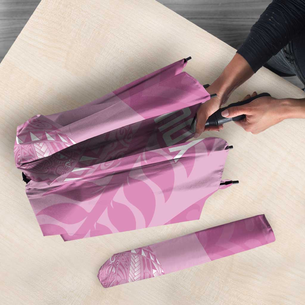 Custom New Zealand Silver Fern Rugby 2025 Umbrella All Black Aotearoa Maori Pink - Polynesian Pride