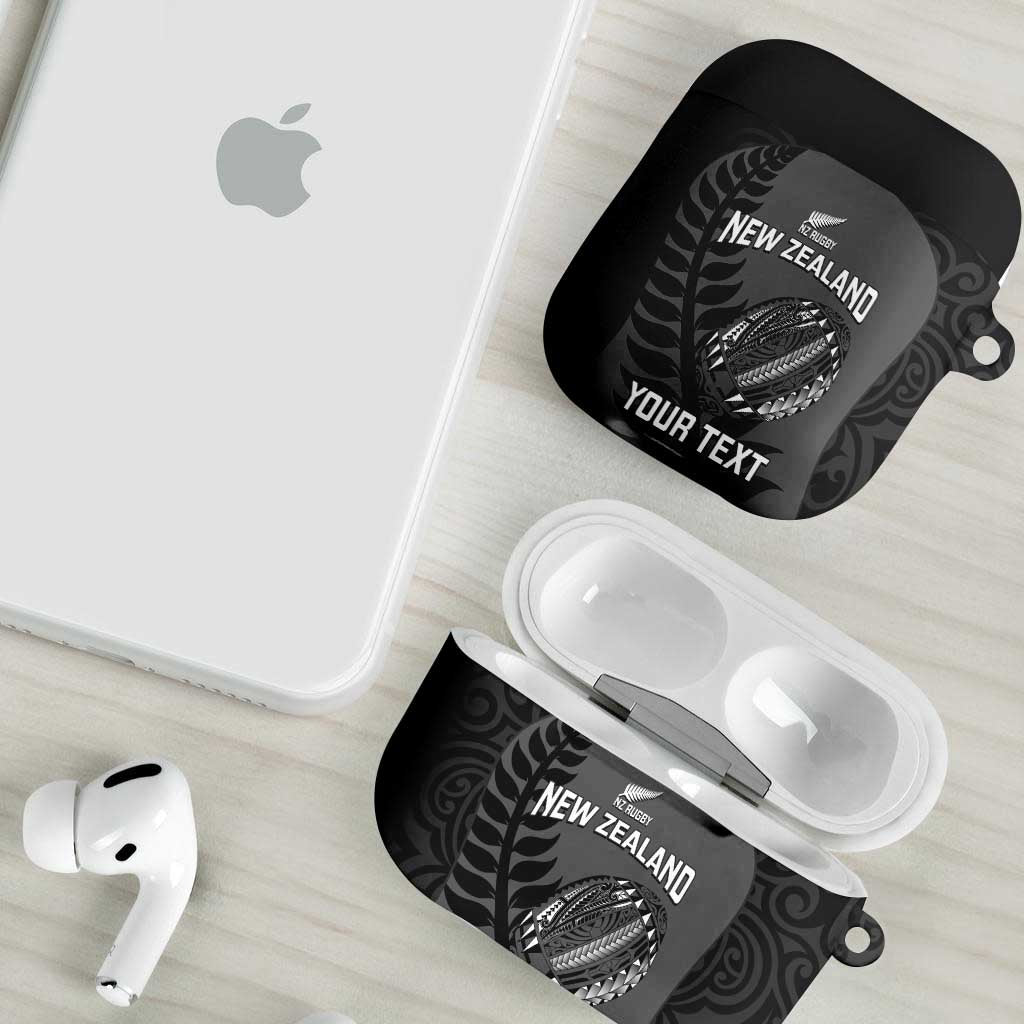 Custom New Zealand Silver Fern Rugby 2025 AirPods Case Go Champions Aotearoa Maori Black - Polynesian Pride