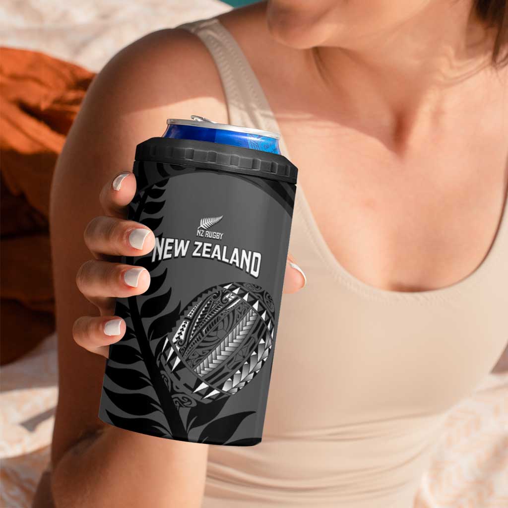 Custom New Zealand Silver Fern Rugby 2025 4 in 1 Can Cooler Tumbler Go Champions Aotearoa Maori Black