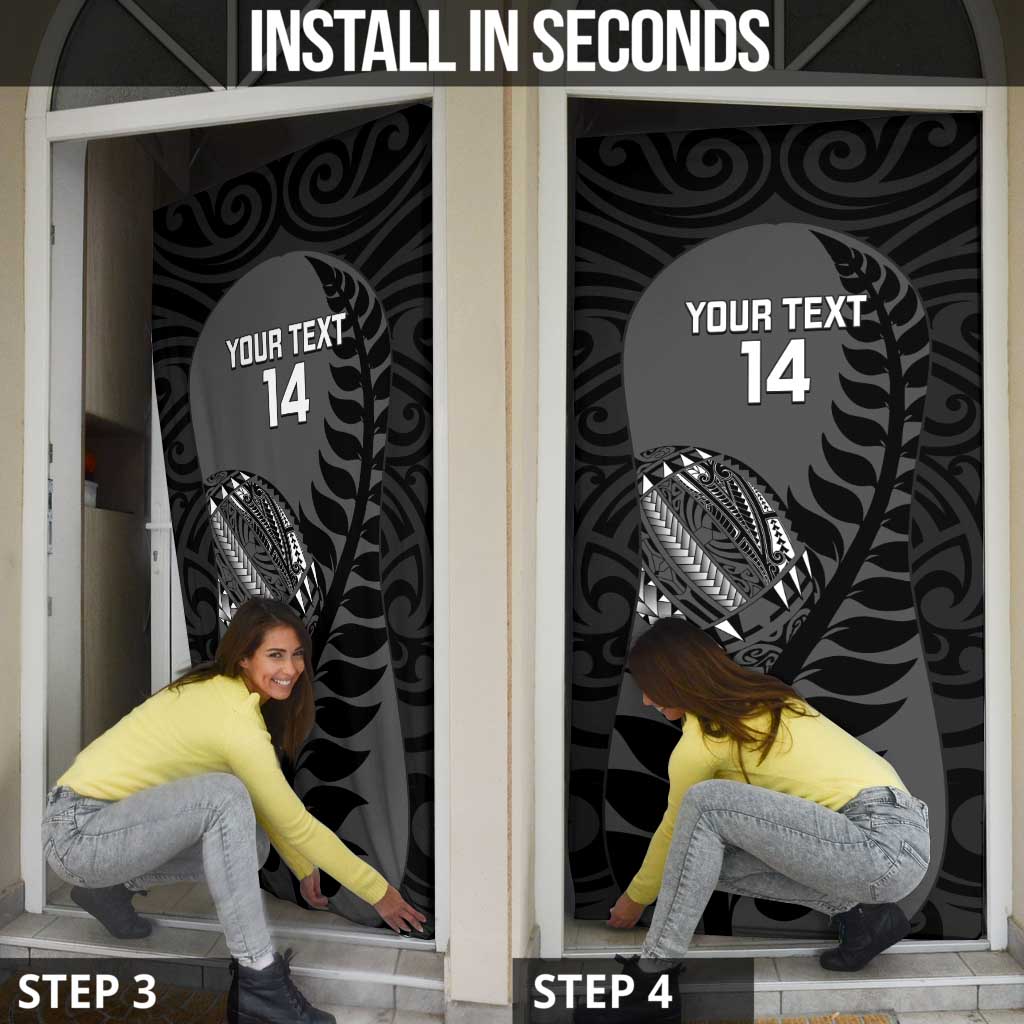 Custom New Zealand Silver Fern Rugby 2025 Door Cover Go Champions Aotearoa Maori Black - Polynesian Pride