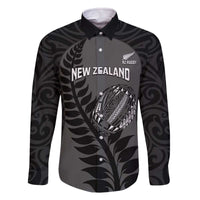 Custom New Zealand Silver Fern Rugby 2025 Family Matching Off The Shoulder Long Sleeve Dress and Hawaiian Shirt Go Champions Aotearoa Maori Black