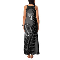 Custom New Zealand Silver Fern Rugby 2025 Family Matching Tank Maxi Dress and Hawaiian Shirt Go Champions Aotearoa Maori Black