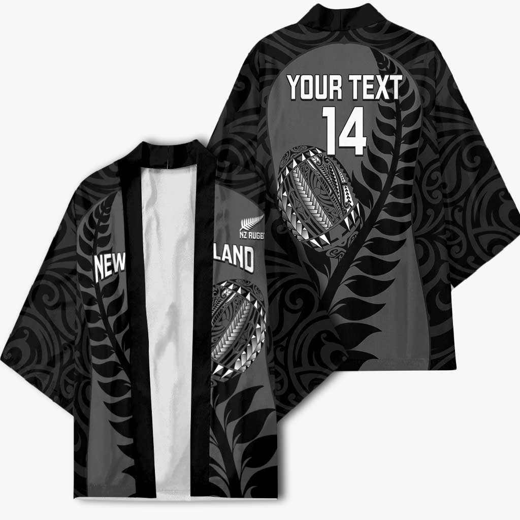 Custom New Zealand Silver Fern Rugby 2025 Kimono Go Champions Aotearoa Maori Black - Polynesian Pride
