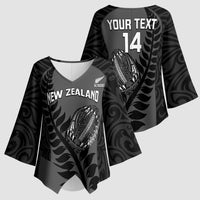 Custom New Zealand Silver Fern Rugby 2025 Kimono Sleeve Blouse Go Champions Aotearoa Maori Black - Polynesian Pride