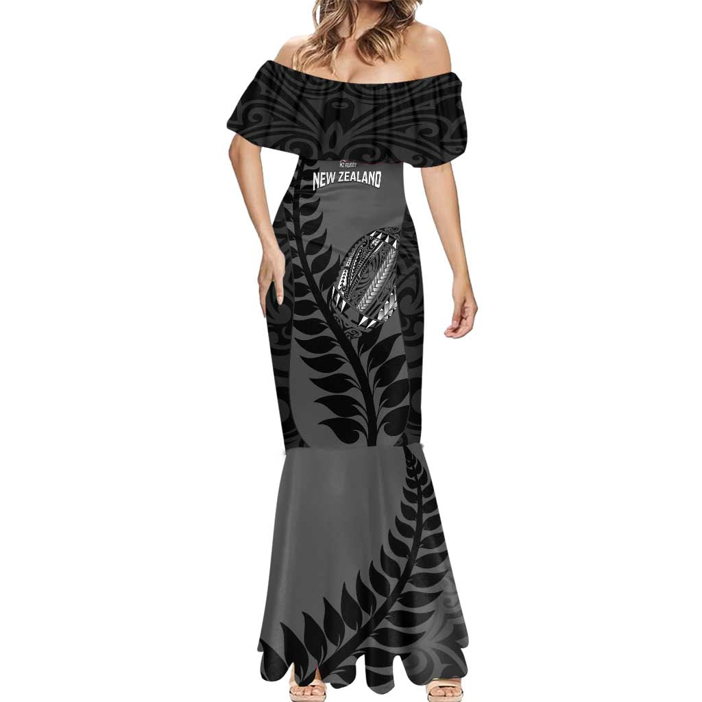 Custom New Zealand Silver Fern Rugby 2025 Mermaid Dress Go Champions Aotearoa Maori Black