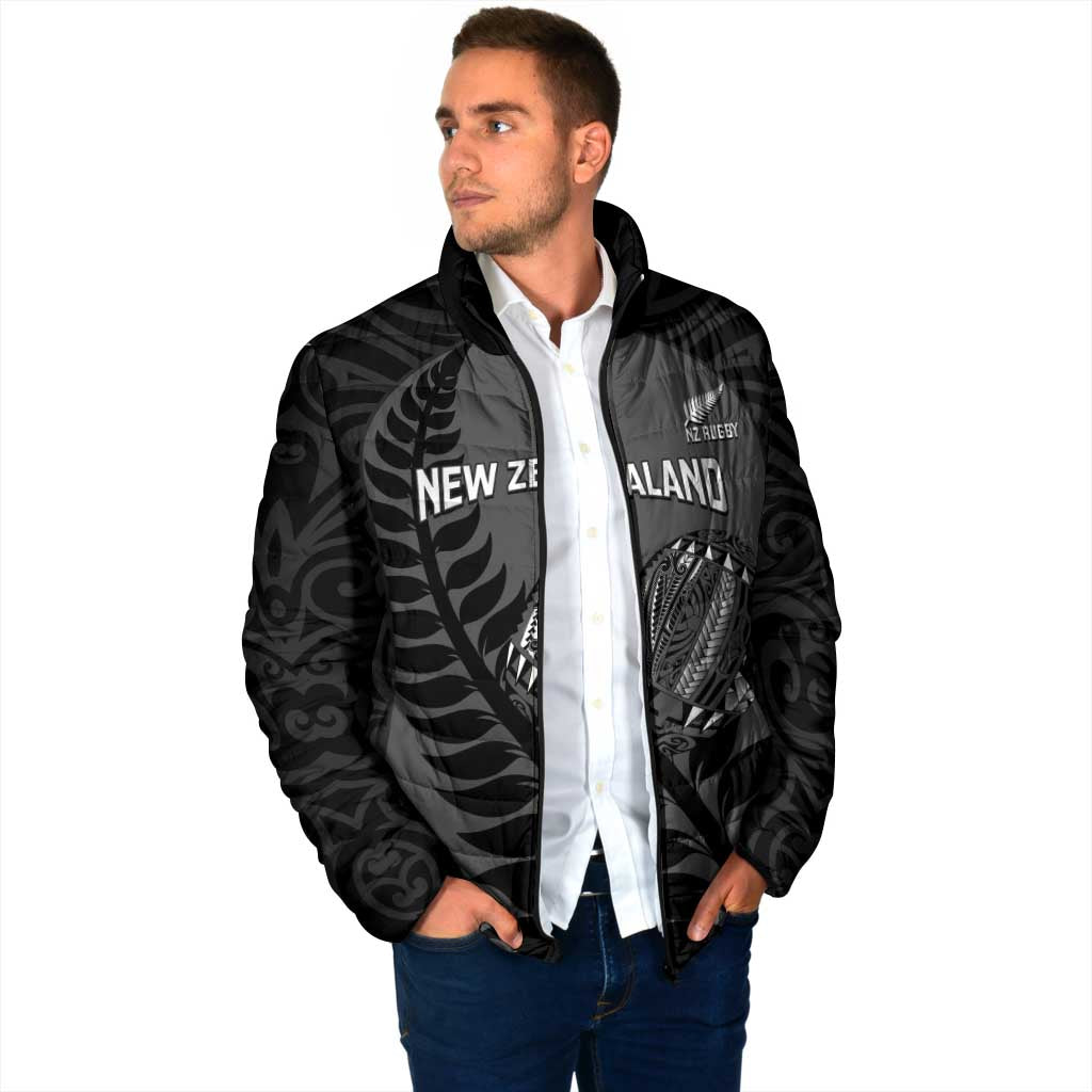 Custom New Zealand Silver Fern Rugby 2025 Padded Jacket Go Champions Aotearoa Maori Black - Polynesian Pride