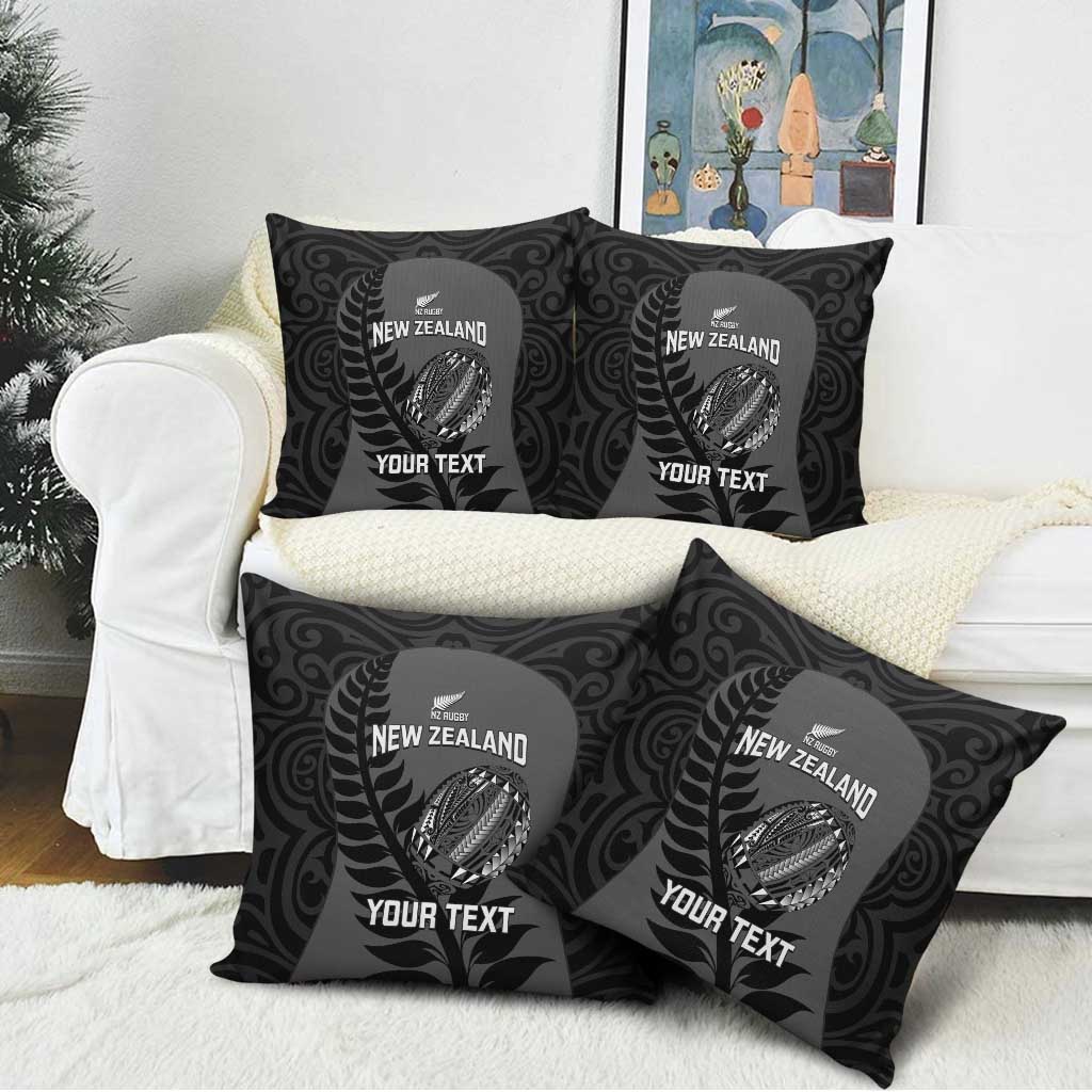 Custom New Zealand Silver Fern Rugby 2025 Pillow Cover Go Champions Aotearoa Maori Black - Polynesian Pride