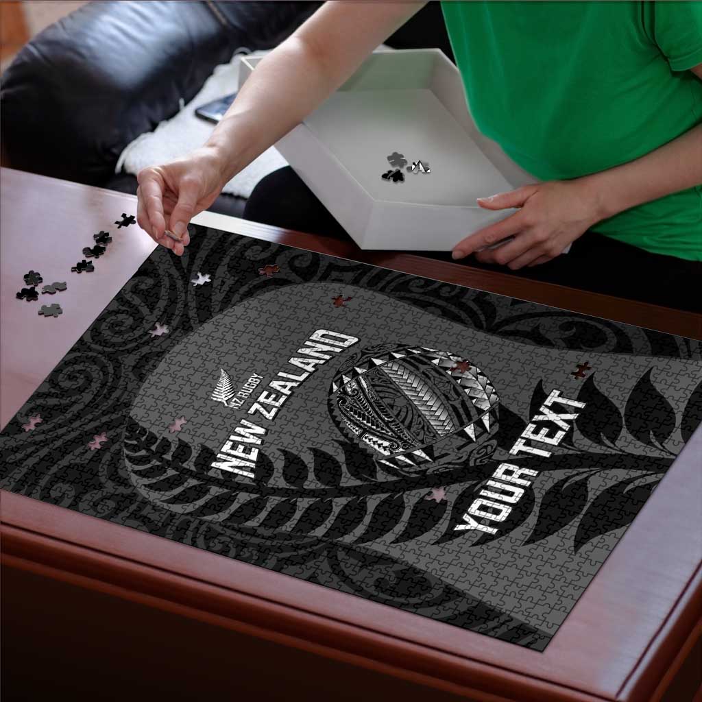 Custom New Zealand Silver Fern Rugby 2025 Puzzle Go Champions Aotearoa Maori Black - Polynesian Pride