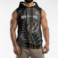 Custom New Zealand Silver Fern Rugby 2025 Sleeveless Zip Hoodie Go Champions Aotearoa Maori Black - Polynesian Pride
