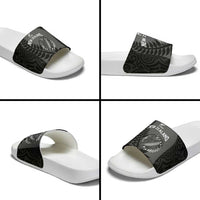 Custom New Zealand Silver Fern Rugby 2025 Slide Sandals Go Champions Aotearoa Maori Black - Polynesian Pride