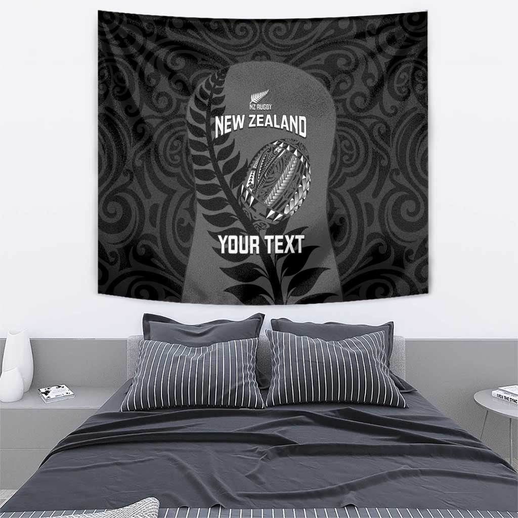 Custom New Zealand Silver Fern Rugby 2025 Tapestry Go Champions Aotearoa Maori Black