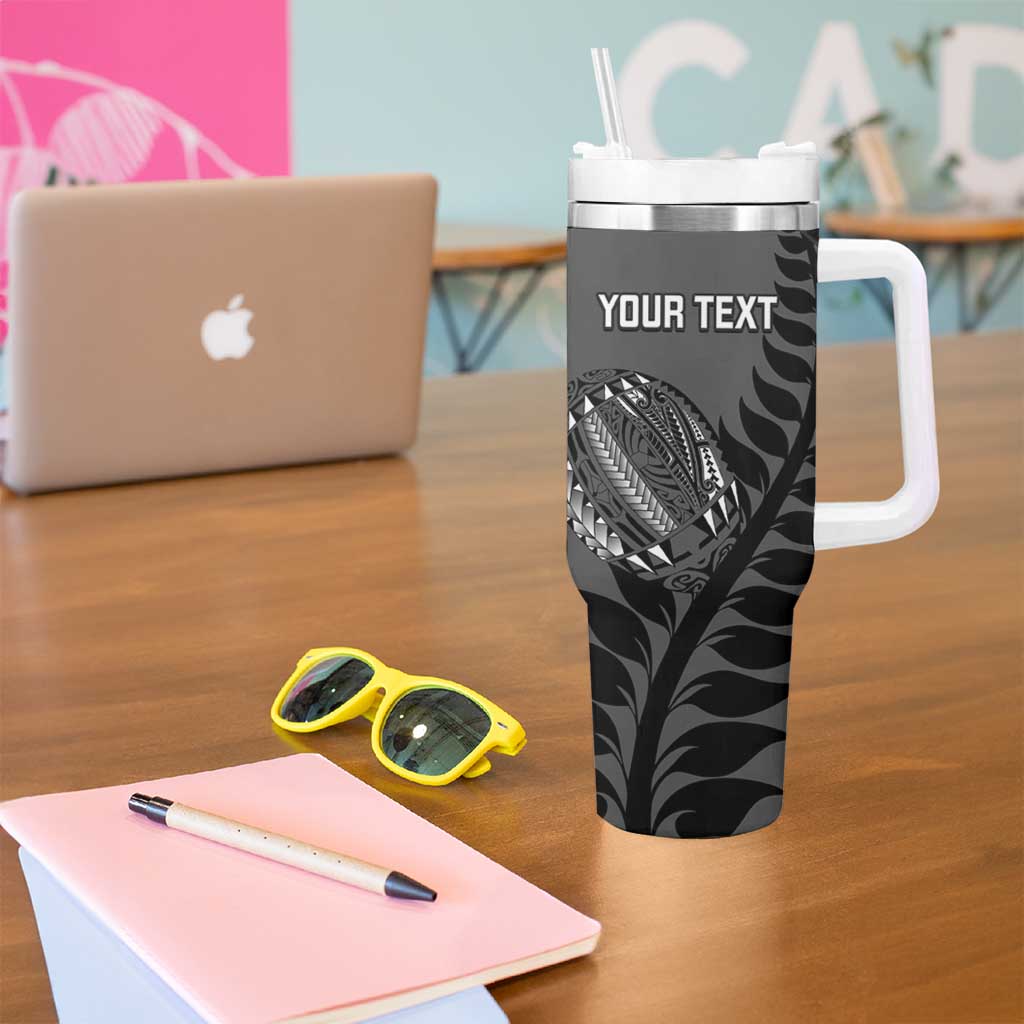 Custom New Zealand Silver Fern Rugby 2025 Tumbler With Handle Go Champions Aotearoa Maori Black