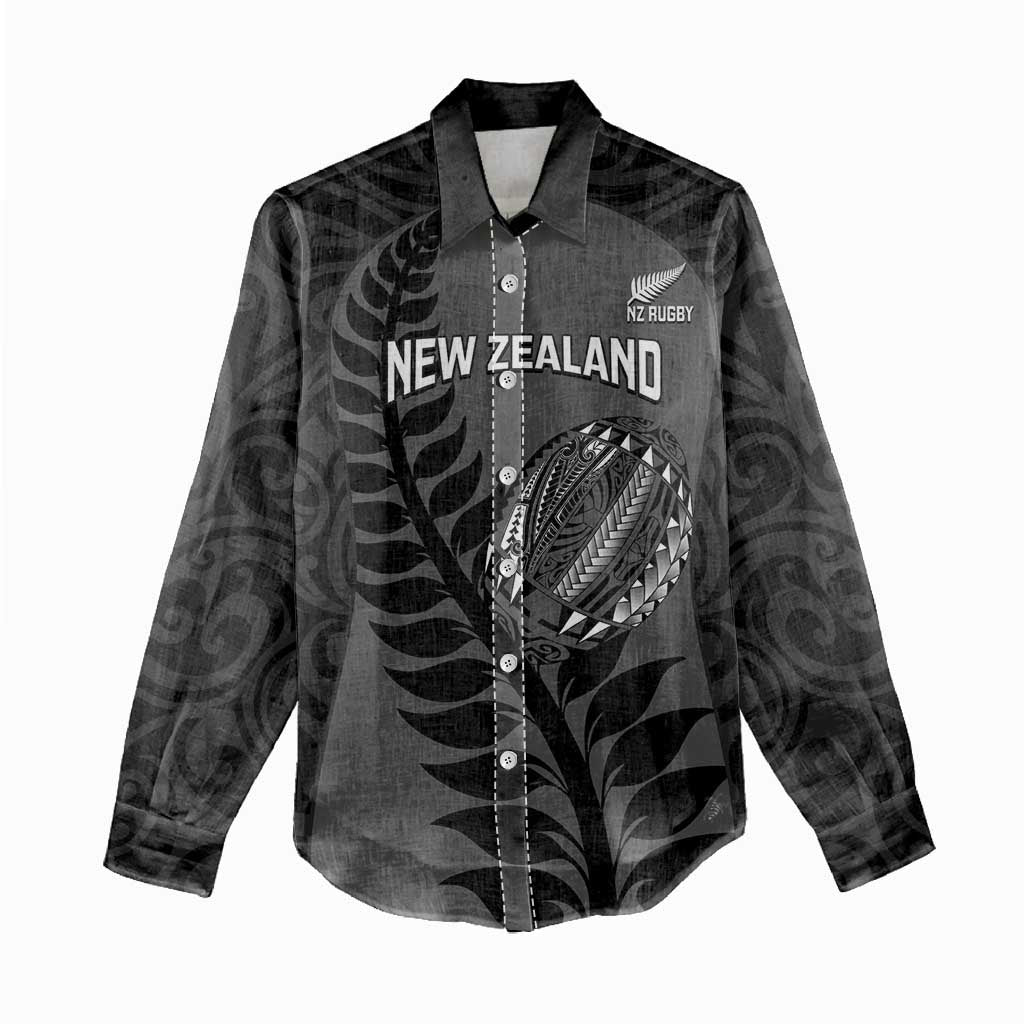 Custom New Zealand Silver Fern Rugby 2025 Women Casual Shirt Go Champions Aotearoa Maori Black