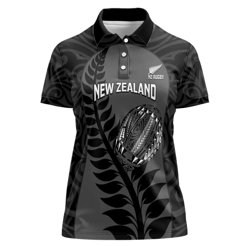 Custom New Zealand Silver Fern Rugby 2025 Women Polo Shirt Go Champions Aotearoa Maori Black