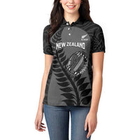 Custom New Zealand Silver Fern Rugby 2025 Women Polo Shirt Go Champions Aotearoa Maori Black