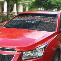 Custom New Zealand Silver Fern Rugby Auto Sun Shade All Black Maori Taniko Pattern - Polynesian Pride