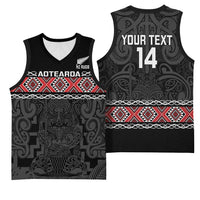 Custom New Zealand Silver Fern Rugby Basketball Jersey All Black Maori Taniko Pattern - Polynesian Pride