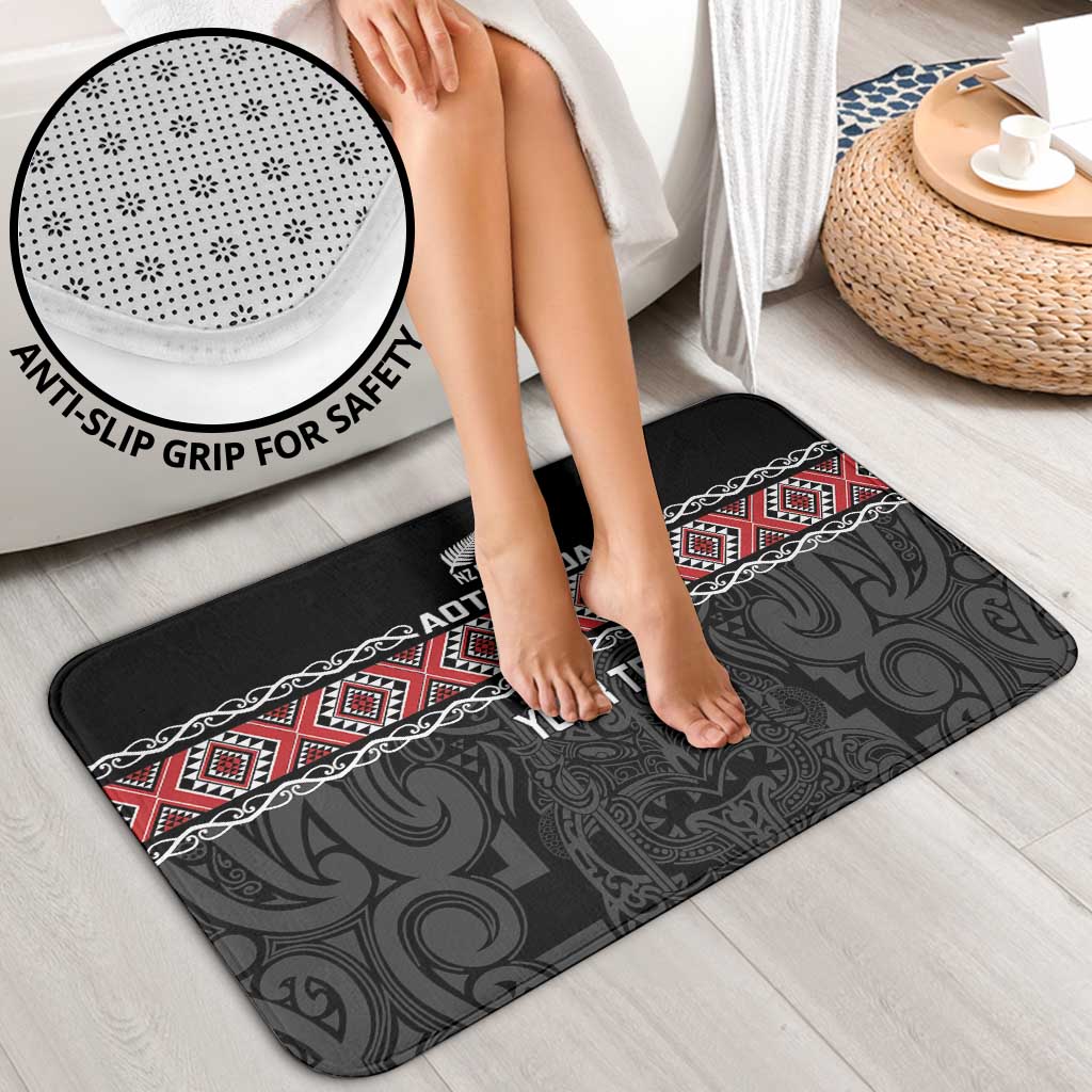 Custom New Zealand Silver Fern Rugby Bathroom Set All Black Maori Taniko Pattern - Polynesian Pride