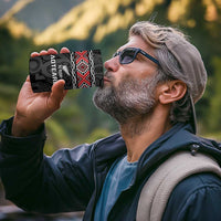 Custom New Zealand Silver Fern Rugby 4 in 1 Can Cooler Tumbler All Black Maori Taniko Pattern