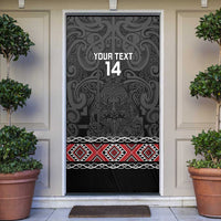 Custom New Zealand Silver Fern Rugby Door Cover All Black Maori Taniko Pattern - Polynesian Pride