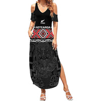 Custom New Zealand Silver Fern Rugby Family Matching Summer Maxi Dress and Hawaiian Shirt All Black Maori Taniko Pattern