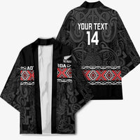 Custom New Zealand Silver Fern Rugby Kimono All Black Maori Taniko Pattern - Polynesian Pride