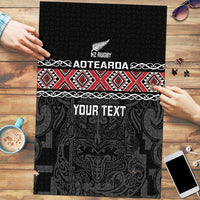 Custom New Zealand Silver Fern Rugby Puzzle All Black Maori Taniko Pattern - Polynesian Pride