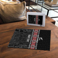 Custom New Zealand Silver Fern Rugby Puzzle All Black Maori Taniko Pattern - Polynesian Pride
