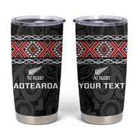 Custom New Zealand Silver Fern Rugby Tumbler Cup All Black Maori Taniko Pattern