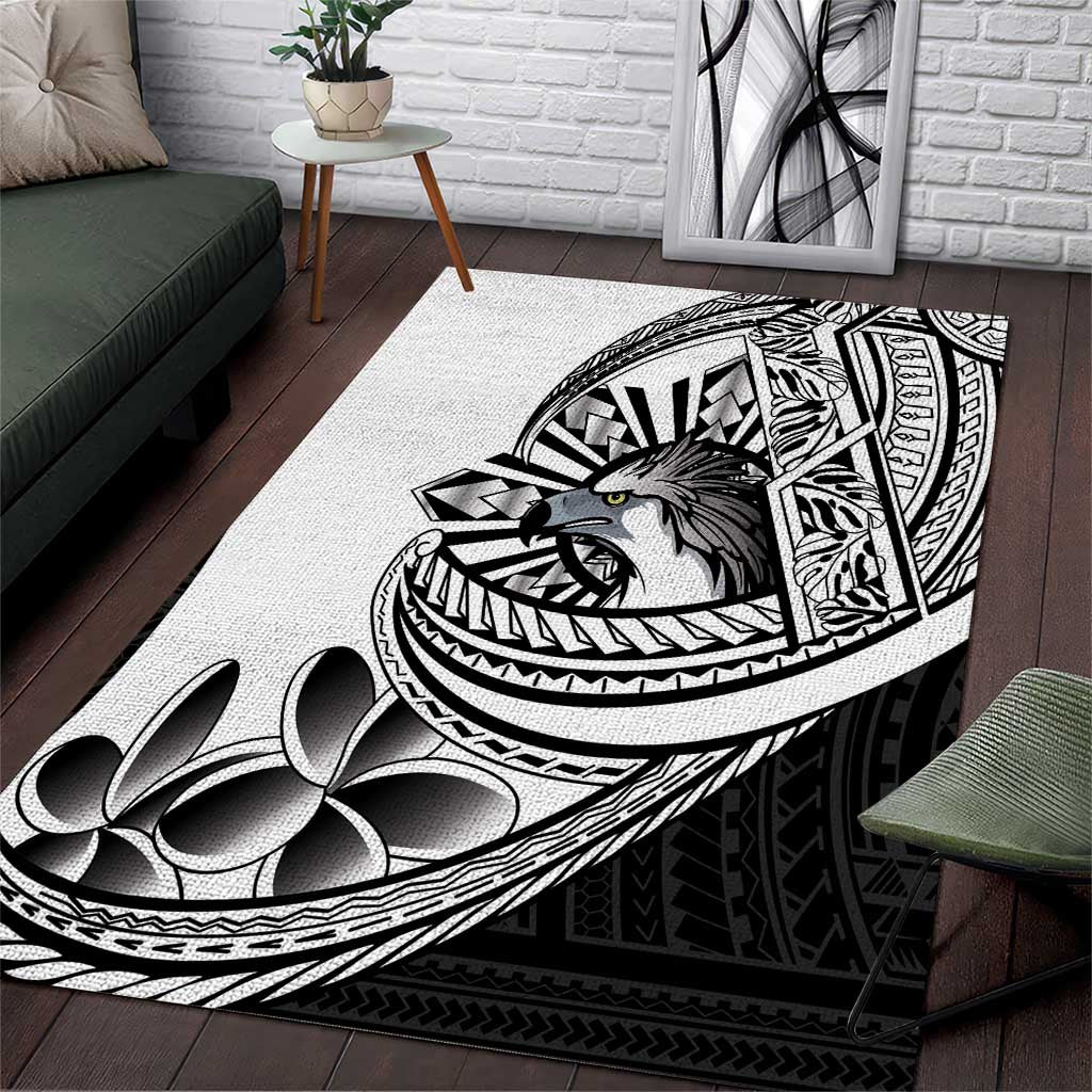 Philippines Eagle Sun Area Rug Filipino Agila Polynesian Tattoo Black Color