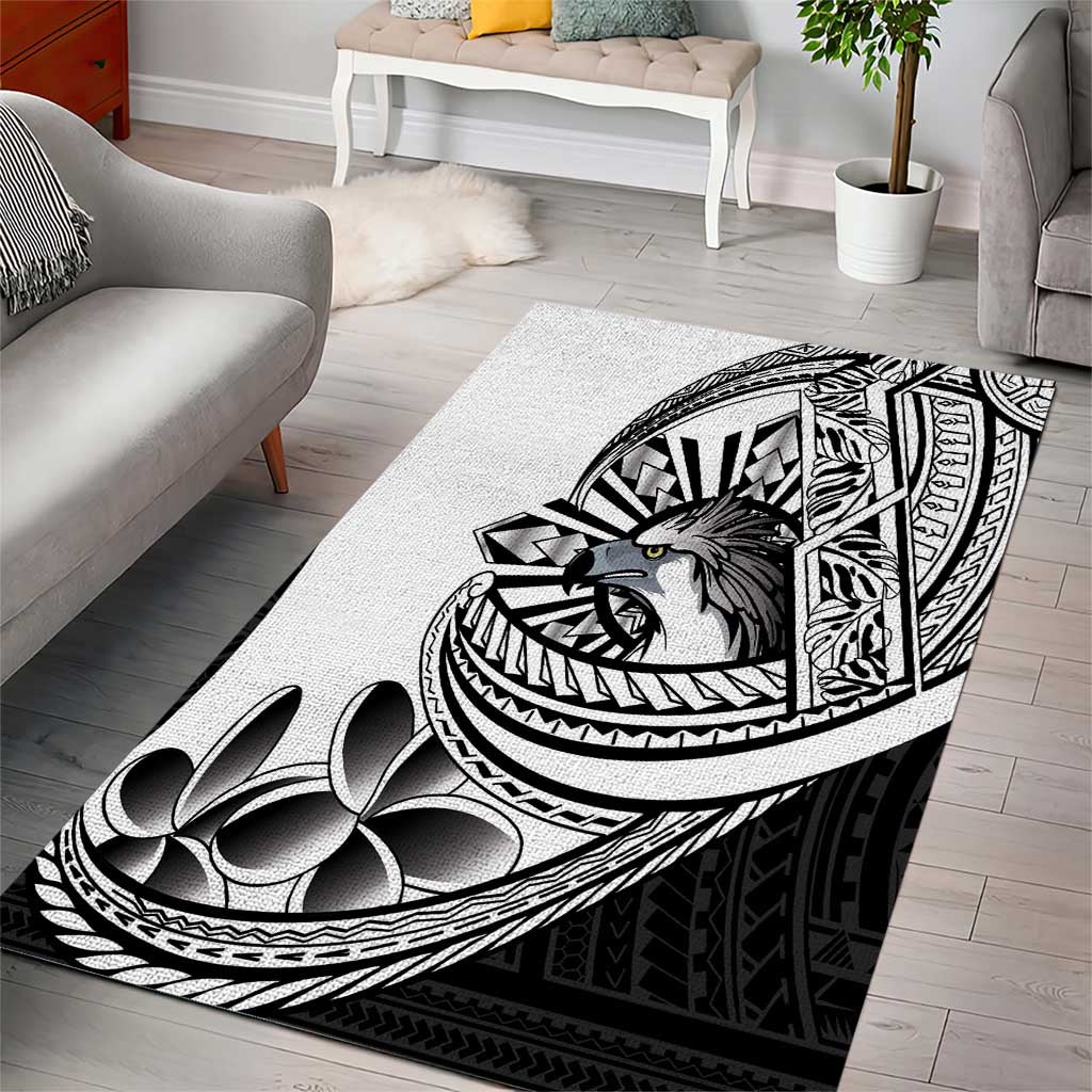 Philippines Eagle Sun Area Rug Filipino Agila Polynesian Tattoo Black Color