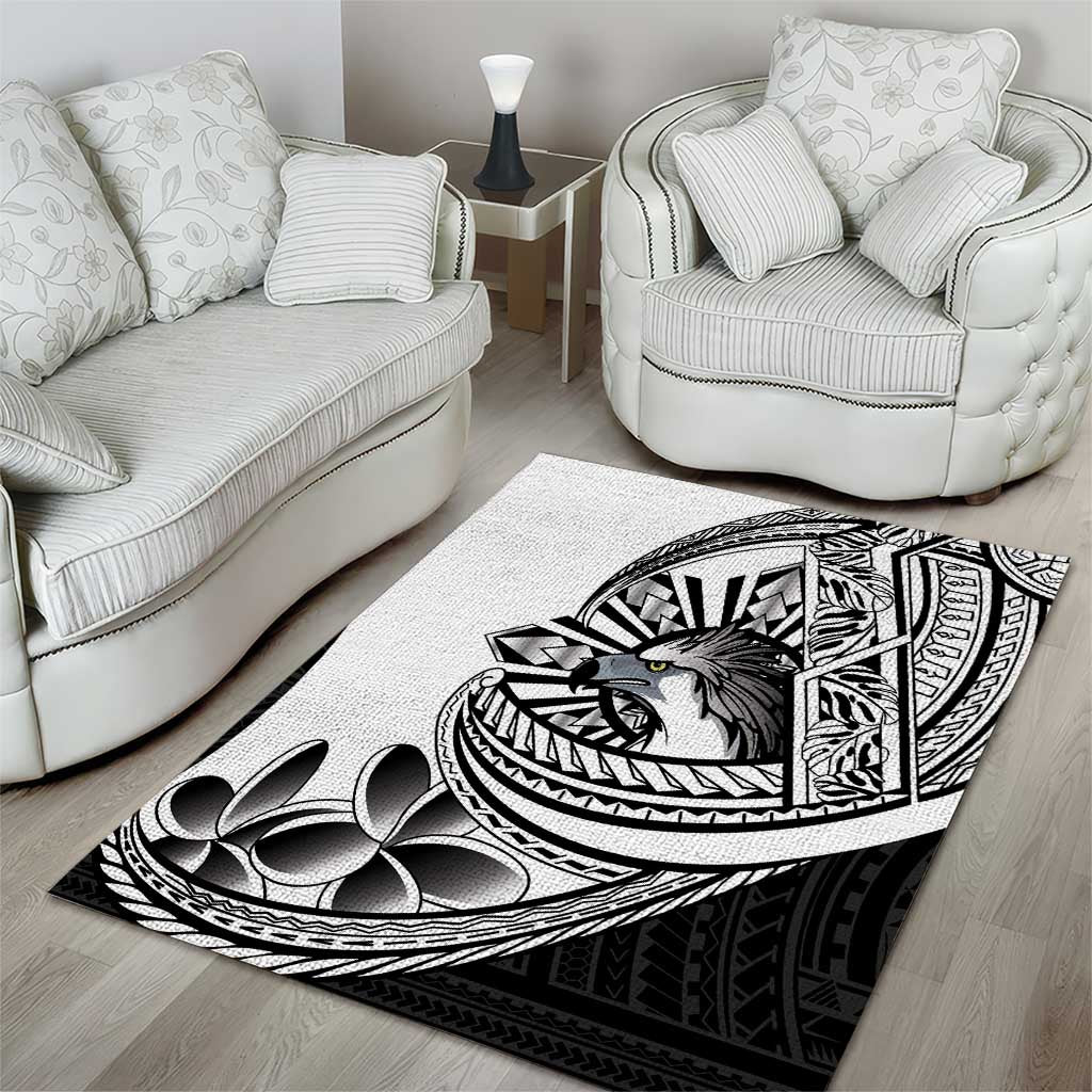 Philippines Eagle Sun Area Rug Filipino Agila Polynesian Tattoo Black Color