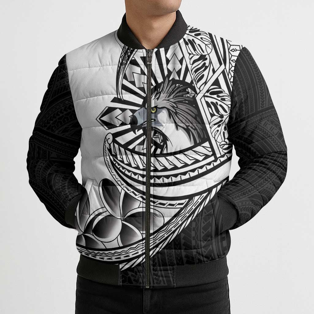 Philippines Eagle Sun Bomber Puffer Jacket Filipino Agila Polynesian Tattoo Black Color LT14 - Polynesian Pride