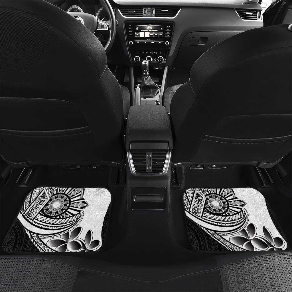 Philippines Eagle Sun Car Mats Filipino Agila Polynesian Tattoo Black Color LT14 Set 2pcs - Back Black - Polynesian Pride