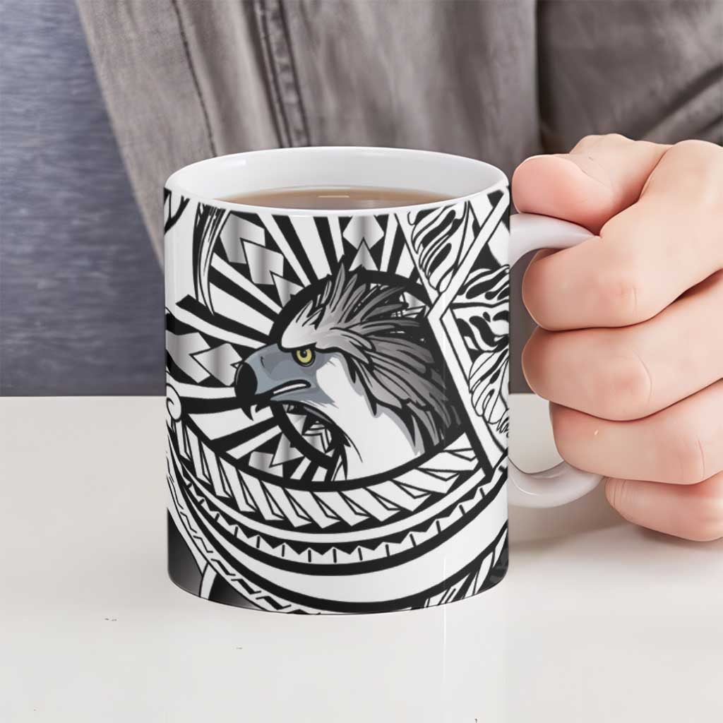 Philippines Eagle Sun Ceramic Mug Filipino Agila Polynesian Tattoo Black Color LT14 - Polynesian Pride