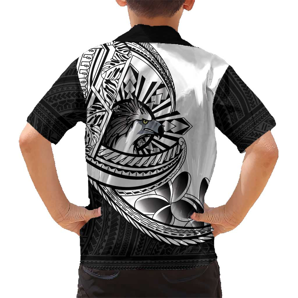 Philippines Eagle Sun Family Matching Mermaid Dress and Hawaiian Shirt Filipino Agila Polynesian Tattoo Black Color