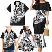 Philippines Eagle Sun Family Matching Mermaid Dress and Hawaiian Shirt Filipino Agila Polynesian Tattoo Black Color