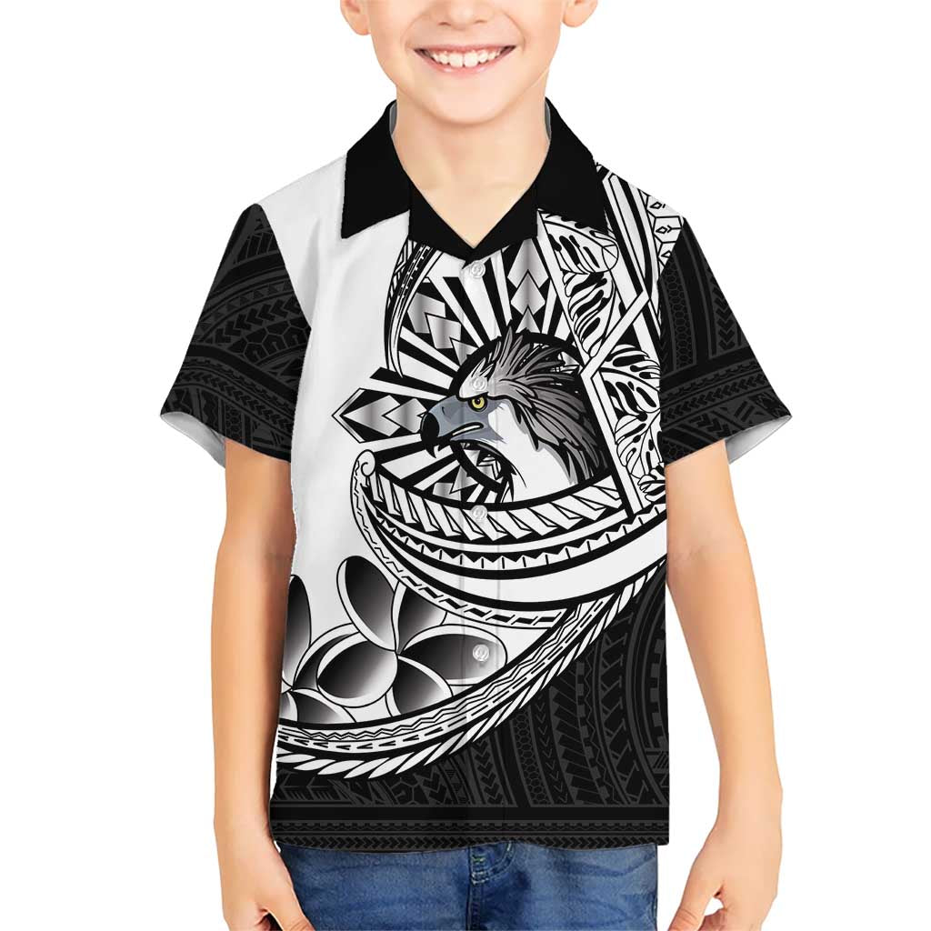 Philippines Eagle Sun Family Matching Puletasi and Hawaiian Shirt Filipino Agila Polynesian Tattoo Black Color