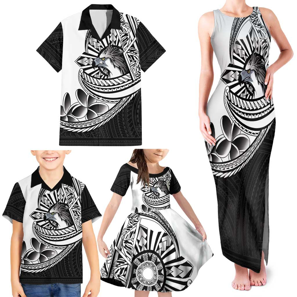 Philippines Eagle Sun Family Matching Tank Maxi Dress and Hawaiian Shirt Filipino Agila Polynesian Tattoo Black Color LT14 - Polynesian Pride