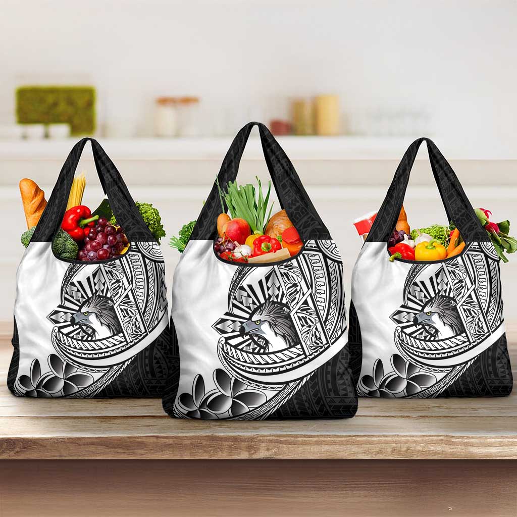 Philippines Eagle Sun Grocery Bag Filipino Agila Polynesian Tattoo Black Color LT14 3-pack One Size Black - Polynesian Pride
