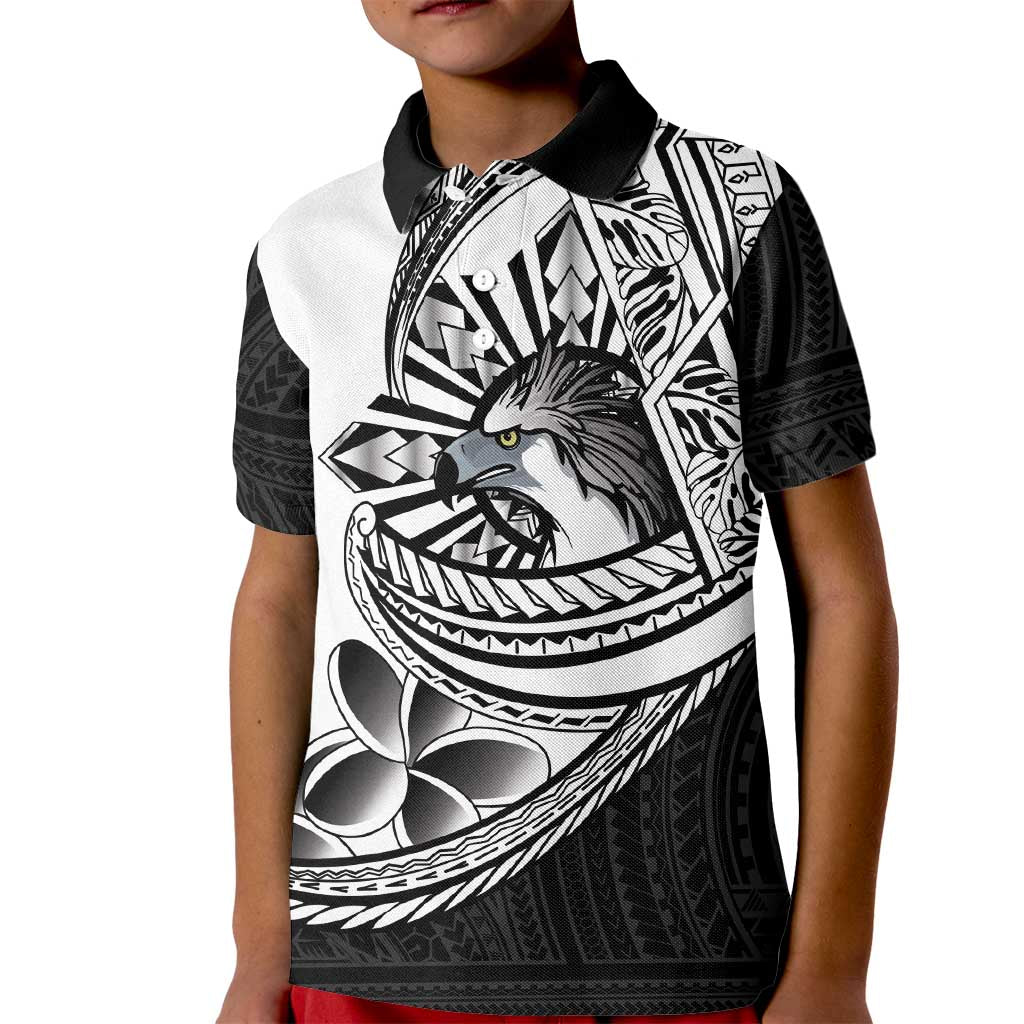 Philippines Eagle Sun Kid Polo Shirt Filipino Agila Polynesian Tattoo Black Color LT14 Kid Black - Polynesian Pride