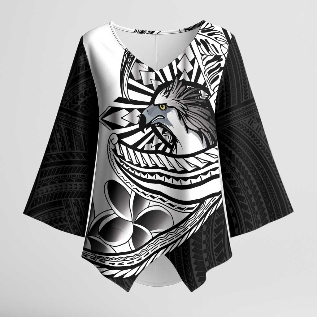 Philippines Eagle Sun Kimono Sleeve Blouse Filipino Agila Polynesian Tattoo Black Color LT14 Female Black - Polynesian Pride