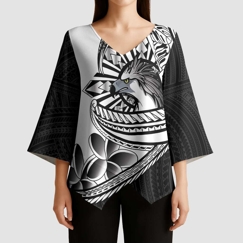Philippines Eagle Sun Kimono Sleeve Blouse Filipino Agila Polynesian Tattoo Black Color LT14 - Polynesian Pride
