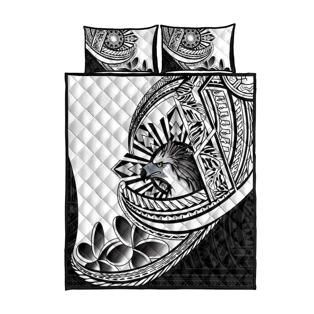 Philippines Eagle Sun Quilt Bed Set Filipino Agila Polynesian Tattoo Black Color LT14 - Polynesian Pride