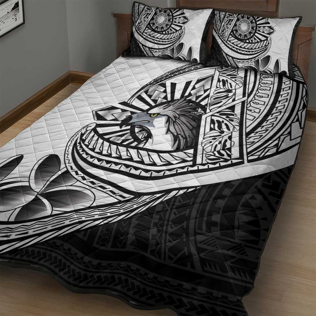 Philippines Eagle Sun Quilt Bed Set Filipino Agila Polynesian Tattoo Black Color LT14 - Polynesian Pride