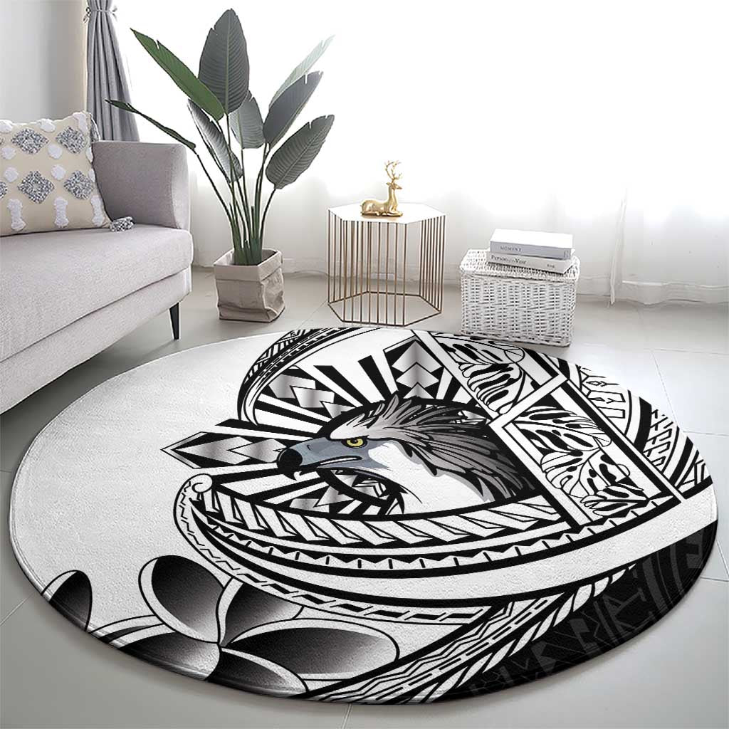 Philippines Eagle Sun Round Carpet Filipino Agila Polynesian Tattoo Black Color LT14 - Polynesian Pride