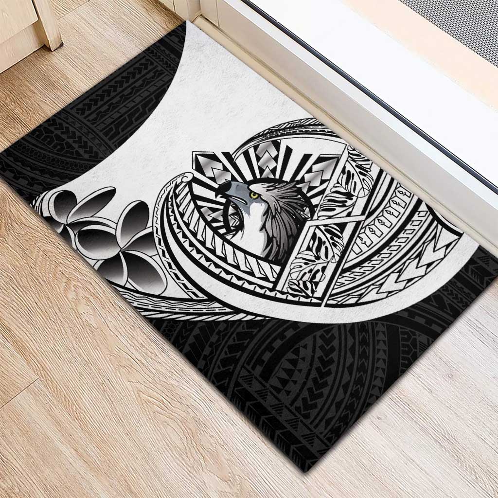 Philippines Eagle Sun Rubber Doormat Filipino Agila Polynesian Tattoo Black Color LT14 - Polynesian Pride