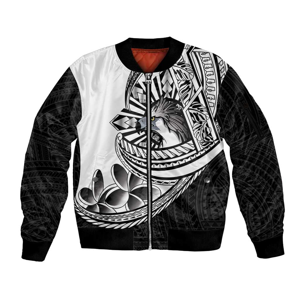 Philippines Eagle Sun Sleeve Zip Bomber Jacket Filipino Agila Polynesian Tattoo Black Color LT14 Unisex Black - Polynesian Pride